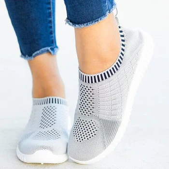 Malla transpirable Zapatillas de deporte de las Mujeres de 2023 otoño Cómodas Zapatillas Mujer Suela Suave Calcetín tejido, Además de Zapatos de Tamaño