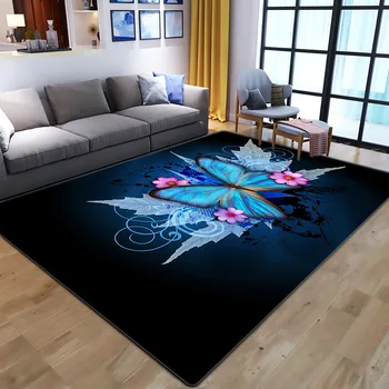 Mariposa de la flor patrón impreso de la alfombra de la casa sala de estar dormitorio decoración del cuarto de baño felpudo antideslizante estera en el piso