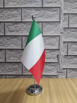 Mayorista de Italia, mesa escritorio bandera y el asta de oro/plata asta de la bandera para la decoración/la firma de la negociación/14*21cm ,gastos de envío gratis