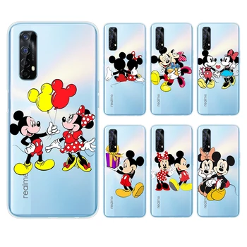 Mickey Y Minnie Shell Transparente Para Realme 2 3 3i 5 5S 5i 6 6i 6 7 7i Global Pro X7 5G Caso de Teléfono Coque