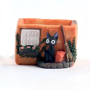 Mini Gato Negro Jiji Maceta De Anime Japonés Encantadoras Figuritas De Resina De Dibujos Animados Ornamento De Anime Kawaii Totoro Hada De Jardín Miniaturas