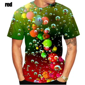 Moda de verano en 3d de las Gotas de lluvia de Burbujas de Impresión de la Camiseta de los Hombres y las Mujeres Casual Gotas de Agua T-shirt para los Hombres