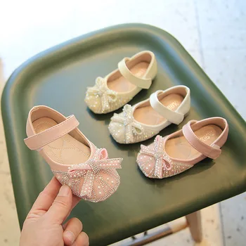 Moda Niños Zapatos Niños Zapatos de Cuero Suave con Suela de la Princesa de los Zapatos de Bebé de Primera Caminantes Chica Casual Zapatos de Arco TieMary Jane Shoes
