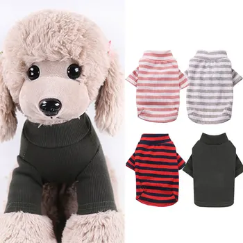 Moda para Mascotas Perro Mono Cachorro de Gato Perro Traje de Algodón de Ropa de Perro Suave Jersey de Perro Camiseta de la Franja Media-alta Collar de Perro de la Ropa