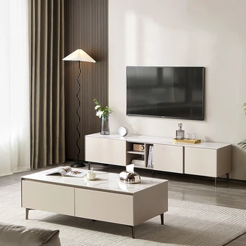 Moderna Sala de estar de los Muebles de Tv Soporte para el Pequeño Apartamento Hogar mueble de Televisión de Café, Mesa de Luz combinada de Lujo Rock Tv Stands