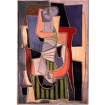 Mujer sentada en un sillón de Pablo Picasso, pintado a Mano el famoso óleo de reproducción en lienzo abstracto de la pintura de retratos