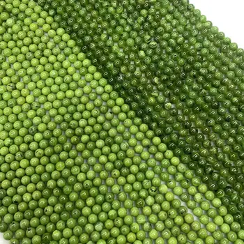 Natural de calidad AA Canadá Verde Jade Piedra Redonda Suelta Perlas de 8 MM de selección de Tamaño Para la Fabricación de Joyas al por mayor