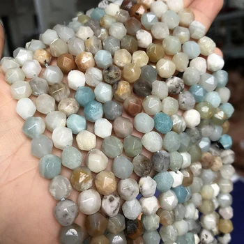 Natural Facetadas de colores Amazonita Cuentas de Piedra Suelta Espaciador Perlas Para la Joyería de BRICOLAJE Pulsera Collar de 15