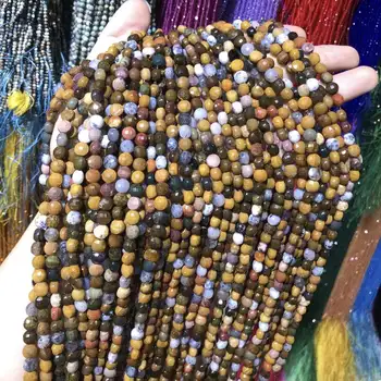 Natural Facetas del Océano Jaspers Piedra de Cuentas de los oblatos de forma Suelta Espaciador Perlas Para la Joyería DIY Collar Pulsera Accesorios