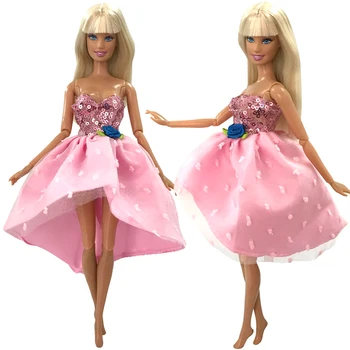 NK 1 Pcs Muñeca Rosa Vestido de Encaje de la Moda de Modelo de la Parte de la Falda de Diario de Ropa de la Muñeca de Barbie Muñeca Accesorios de Juguete