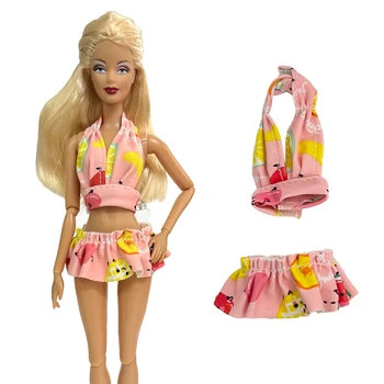 NK Oficial 2 Pcs/Set Muñeca linda fruta patrón de traje de baño (Split traje de verano de la playa de traje Para la Muñeca Barbie 1/6 Accesorios juguetes
