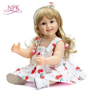 NPK 55 cm de largo cabello original diseñado suave todo el cuerpo de silicona renacer bebé niña hecho a mano de la muñeca