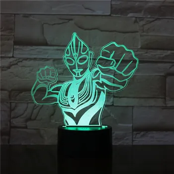 Nueva Amroe Novedad Lámpara Ultraman Altman 3D LED RGB Luz de Noche de Sueño Lámpara de Escritorio USB Táctil de 7 Cambio de Color Kid Boy Regalo de Navidad