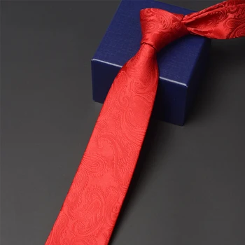 Nueva marca de la Boda de los Hombres de Corbata Rojo de Alta Calidad de 6CM de Ancho corbata para los Hombres de Negocios de Trabajo de la Corbata del Novio el Matrimonio Parte el Lazo del Cuello de la Caja de Regalo