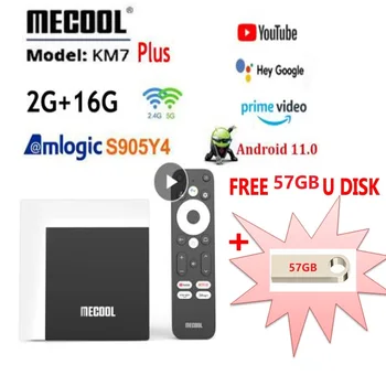 Nueva Mecool KM7 Además de ATV Smart TV Box Android 11 Certificado de Google 2GB 16GB Amlogic S905Y4 apoyo 2.4 G/5G Wifi BT5.0 Set Top Box