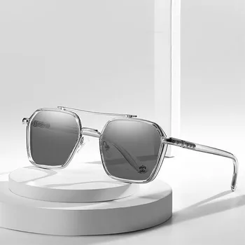 Nueva Moda de la Gradiente de Gafas de sol de la Marca de Lujo de la Tendencia de los Hombres Gafas de Sol de los Hombres al aire libre de la Conducción de Marco de Metal Gafas UV400 Oculos De Sol