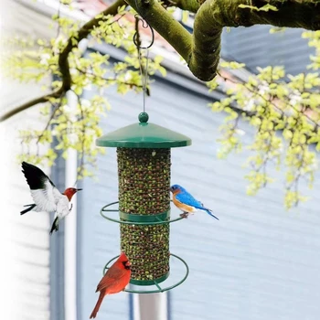 Nueva prueba de Intemperie Mirador Colgado de Aves Silvestres Alimentador al aire libre Contenedor con Arnés de Alimentación Tipo de Casa Comedero para Pájaros Aves Decoración