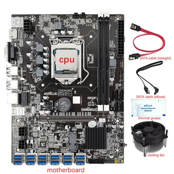 NUEVO-B75 12 GPU BTC/ETH de Minería de datos de la Placa madre+PROCESADOR+Ventilador de Refrigeración Térmica+Grasa+2X SATA Cable de 12 USB3.0 Ranura LGA1155 DDR3 SATA3.0