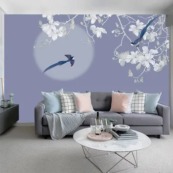 Nuevo Chino pintado a mano de magnolia flores y los pájaros，Personalizados en 3D mural infantil de papel pintado, autoadhesivas de papel tapiz, sala de estar,
