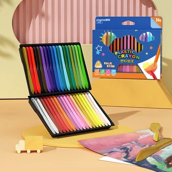 Nuevo dibujo sin las manos sucias crayones 36 colores triangulares forma de la barra lavable y borrable lápices de colores