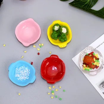 Nuevo DIY en Miniatura 1/6 casa de Muñecas BJD Simulación Plato de la Cena de Muñecas Casa de Accesorios de Cocina de Color Plato de Comida de la Bandeja de Juguetes para Niñas