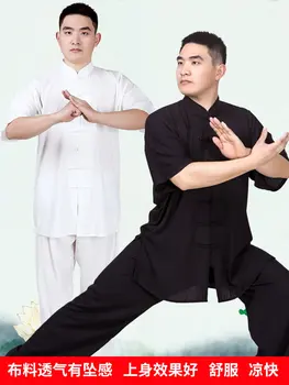Nuevo estilo de verano de algodón y ropa de Tai Chi traje Chino de los hombres del estilo de la ropa de algodón transpirable de manga corta de ejercicios de boxeo clothin