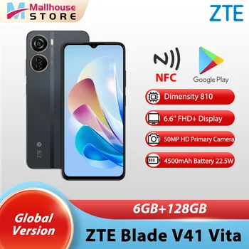 Nuevo ZTE Blade V41 Vita 5G Smartphone Versión Global Dimensity 810 50MP Triple Cámaras de 6 gb 128 GB NFC 4500mAh 22.5 W