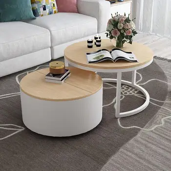 Nórdicos de café, mesa de sala de estar neto de rojo de café de la mesa retráctil apartamento sencillo creativo ins ronda de muebles lado de la mesa طاولة