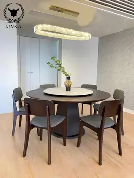Nórdicos diseñador de nogal de madera maciza mesa redonda de la luz de lujo mesa de negociación mesa de café balcón de personalización