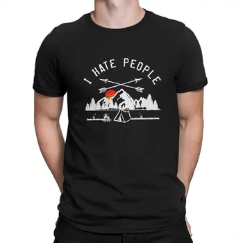 Odio a las Personas por la Mañana Y por la Mañana Creativo Camiseta para los Hombres al aire Libre de Senderismo de Cuello Redondo de Algodón Puro Camiseta Hip Hop Regalo Ropa