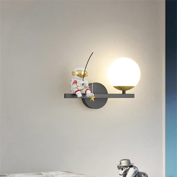 ordic Astronauta para Niños LED lámpara de Pared, Lámpara de la Mesilla de Dormitorio Creativo de la Pared de las Luces de Iluminación de la Sala de Sala de estar de Fondo Decoración de Interiores