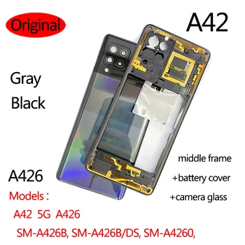 Original A42 Para Samsung Galaxy A42 5G A426 Caso de la Batería Tapa de la Carcasa del Chasis de Medio Marco de la Cubierta Posterior + Cámara de la Lente de las Piezas de Reparación