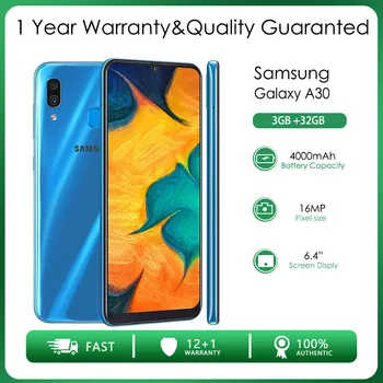 Original Desbloqueado Samsung Galaxy A30 A305F Dual SIM 3 GB de RAM 32 GB ROM 16 MP 6.4
