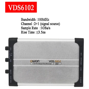 OWON VDS6102 2+1Channels 100Mhz 1GSa/s de Luz Portátil Delgado USB Osciloscopios de Muestreo en tiempo Real Osciloscopio