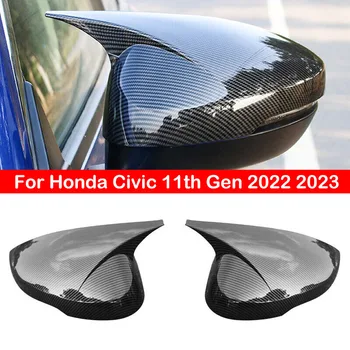 Para Honda Civic 11 de Generación de 2022 2023 Retrovisor Espejo Lateral de la Cubierta del Ala de la Tapa de la etiqueta Engomada de la Puerta Exterior de la Vista Posterior del Caso Moldura de Fibra de Carbono