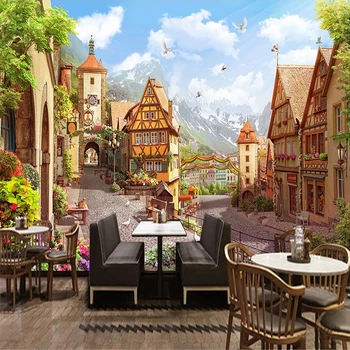 Personalizado Mural de Ciudad Europea de la Calle Paisajes en 3D de la Foto de fondo de pantalla Para la Sala de estar Restaurante Cafe Decoración de la Pared de la Imagen de la Pintura en Papel