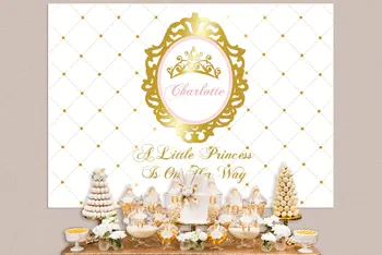 personalizado rosa de oro blanco corona de princesa de la ducha del bebé 1er cumpleaños de telones de fondo de Alta calidad de impresión del Equipo del partido de fondo