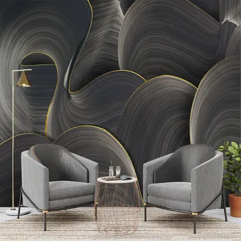 Personalizados en 3d minimalista luz de lujo de oro líneas geométricas creativo geométricas mural dormitorio sala de estar sofá TV de fondo fondo de pantalla