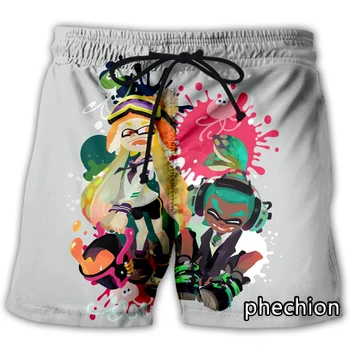 phechion Nueva Moda de los Hombres/de las Mujeres Splatoon la Impresión 3D Casual pantalones Cortos Novedad Streetwear Hombres Sueltos Deportivos Cortos L17