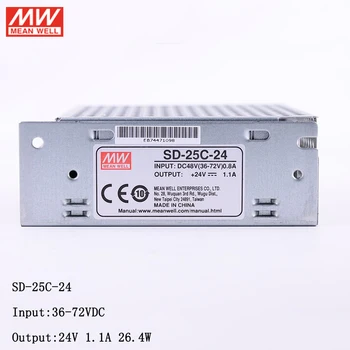 POZO del medio de la SD-25C-24 de Entrada de 36~75 V DC 24 v DC 1.1 UN Convertidor DC-DC de Conmutación de fuente de Alimentación de 48 v a 24V 25W Convertidor Transfomer