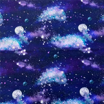 Púrpura nubes, las estrellas, la luna y el cielo de algodón tela de Patchwork de Coser, Acolchar diy camiseta de bebe ropa de cama ropa hecha a mano de Material