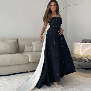 Qcenkern vestido de Elegante de Satén de Noche Formal de Arabia Saudita sin Mangas de la Vendimia Vestidos de Fiesta Vestidos de las Mujeres de Batas de Soirée 2023