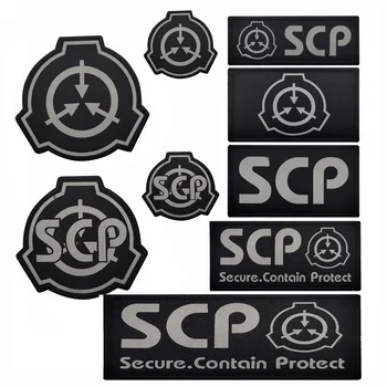Reflexivo SCP Foundation Logotipo Bordado de Tela Engomada de la Táctica Parche de la Moral de la Insignia de la Mochila de la etiqueta Engomada de la Banda de Parche en la Ropa