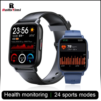 Rollstimi táctil Completa de los Hombres del Reloj Inteligente de Pulsera de los Deportes de Monitor de Ritmo Cardíaco Impermeable de Bluetooth Para ios, Android Fitness Tracker