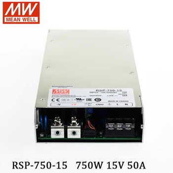 RSP-750-15 del POZO del medio de la Conmutación de la fuente de Alimentación 110V/220V AC a 15V DC 50A 750W Meanwell Transformador PFC fuente de alimentación programable
