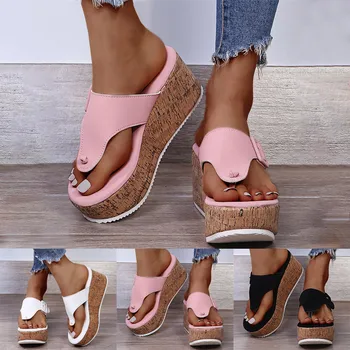Sandalias De Verano 2023 Mujeres Nuevas Zapatillas Cuñas De Plataforma De Playa, Chanclas Zapatos De Tacón Alto De Las Señoras Zapatos De Las Bombas De Grosor De Las Diapositivas Zapatos Mujer