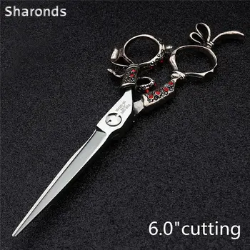 Sharonds 5.5/6 Pulgadas profesional de corte de pelo adelgazamiento tijeras de peluquería tijeras de acero inoxidable plana de dientes tijeras set