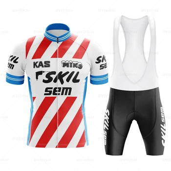 SKIL Retro Jersey de Ciclismo Conjunto Clásica Bicicleta Traje de Moto de Manga Corta de los Hombres pantalones Cortos Babero Ropa Por el Equipo de Triatlón de los Hombres Maillot