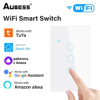 Smart Wifi Touch Switch, Necesitamos El Hilo Neutro De Vidrio De La Pantalla Táctil Del Panel De Control De Voz Inalámbrica Interruptores De Pared Funciona Con Alexa Google