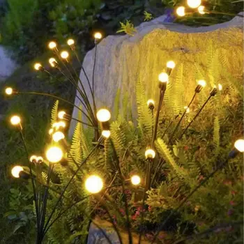 Solar al aire libre de LED de Luz de la luciérnaga de la lámpara de la Decoración del Jardín Impermeable Jardín de Césped Fuegos artificiales iluminan el piso Año Nuevo Navidad